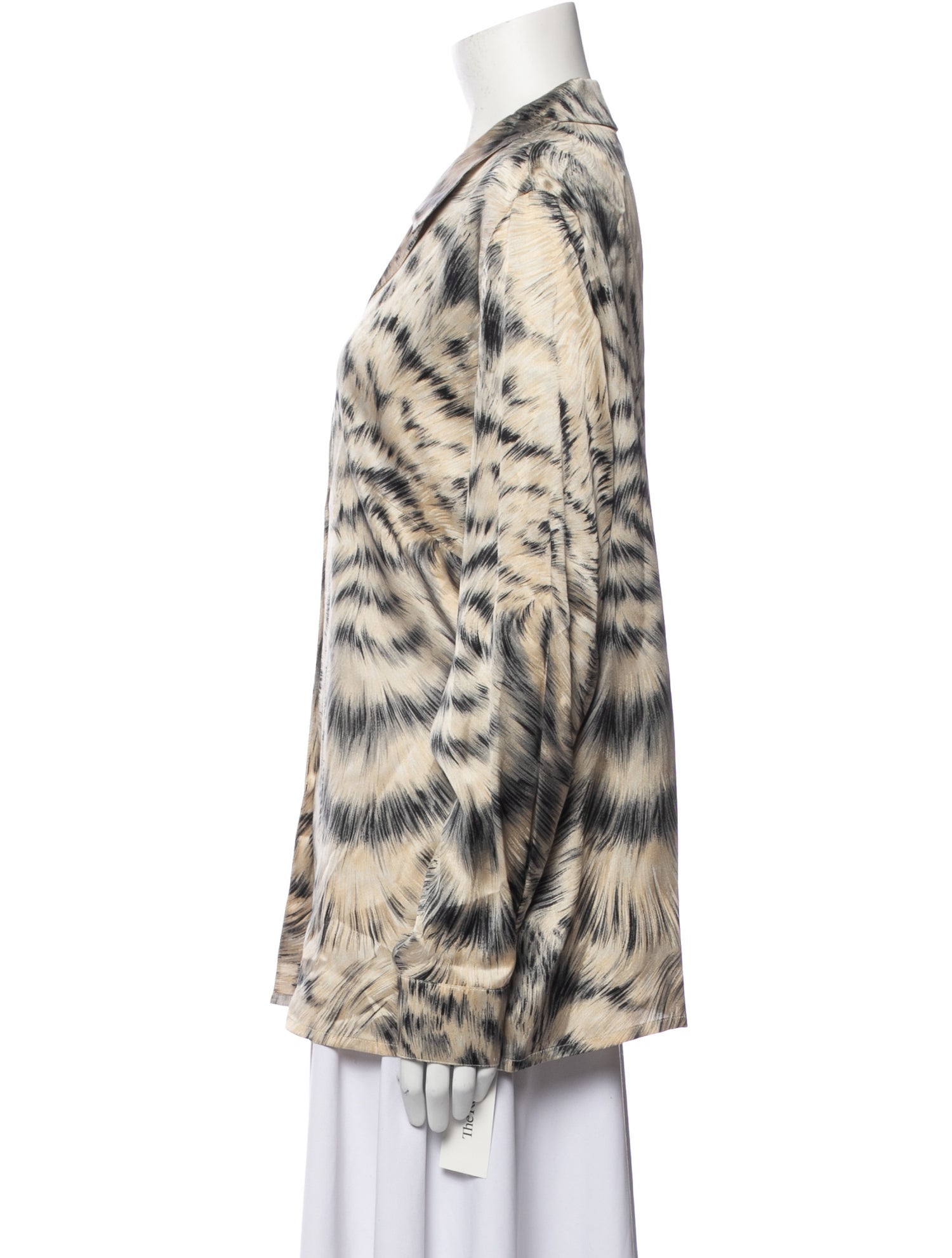 Escada Silk Animal Print Button-Up Top