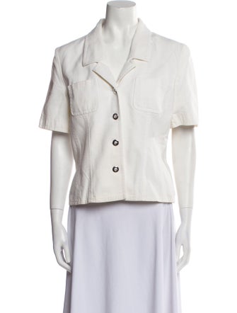 Escada Short Sleeve Button-Up Top