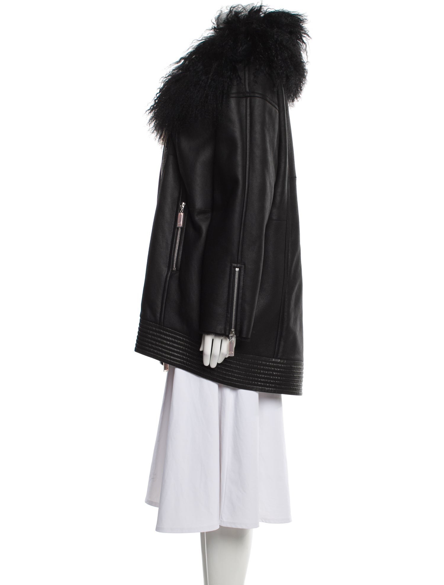 Escada Lamb Leather Faux Fur Coat w/ Tags