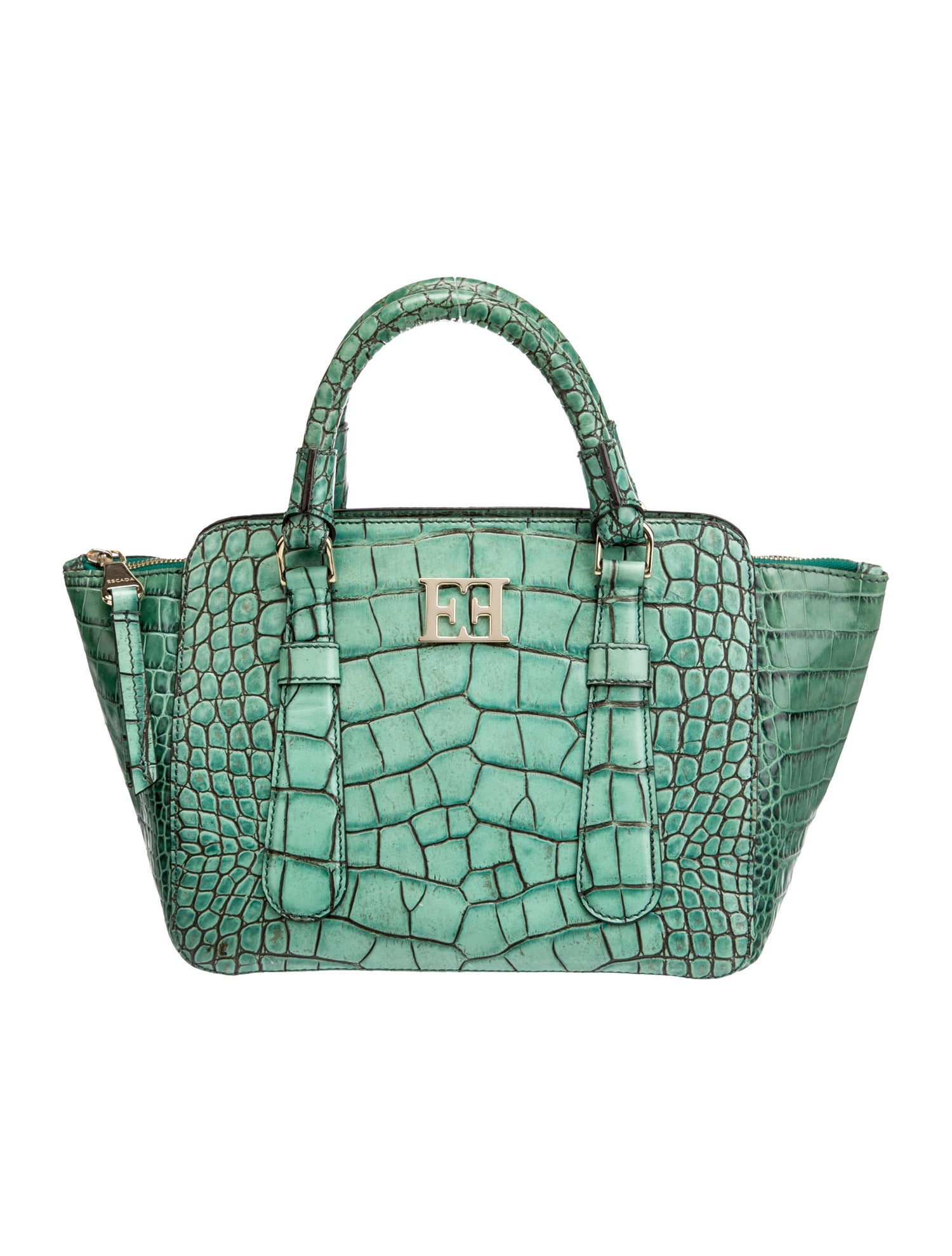 Escada Embossed Leather Top Handle Bag