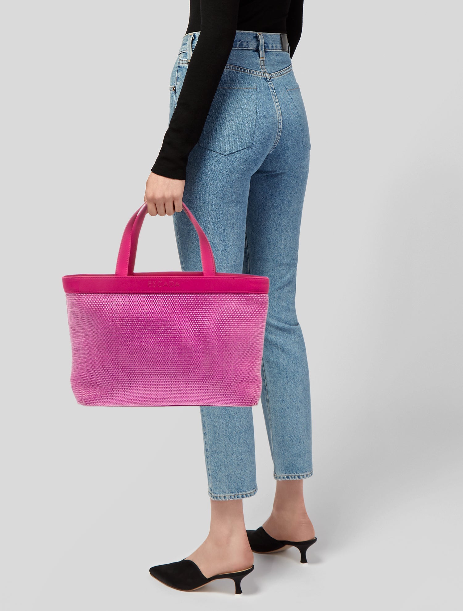 Escada Straw Top Handle Bag