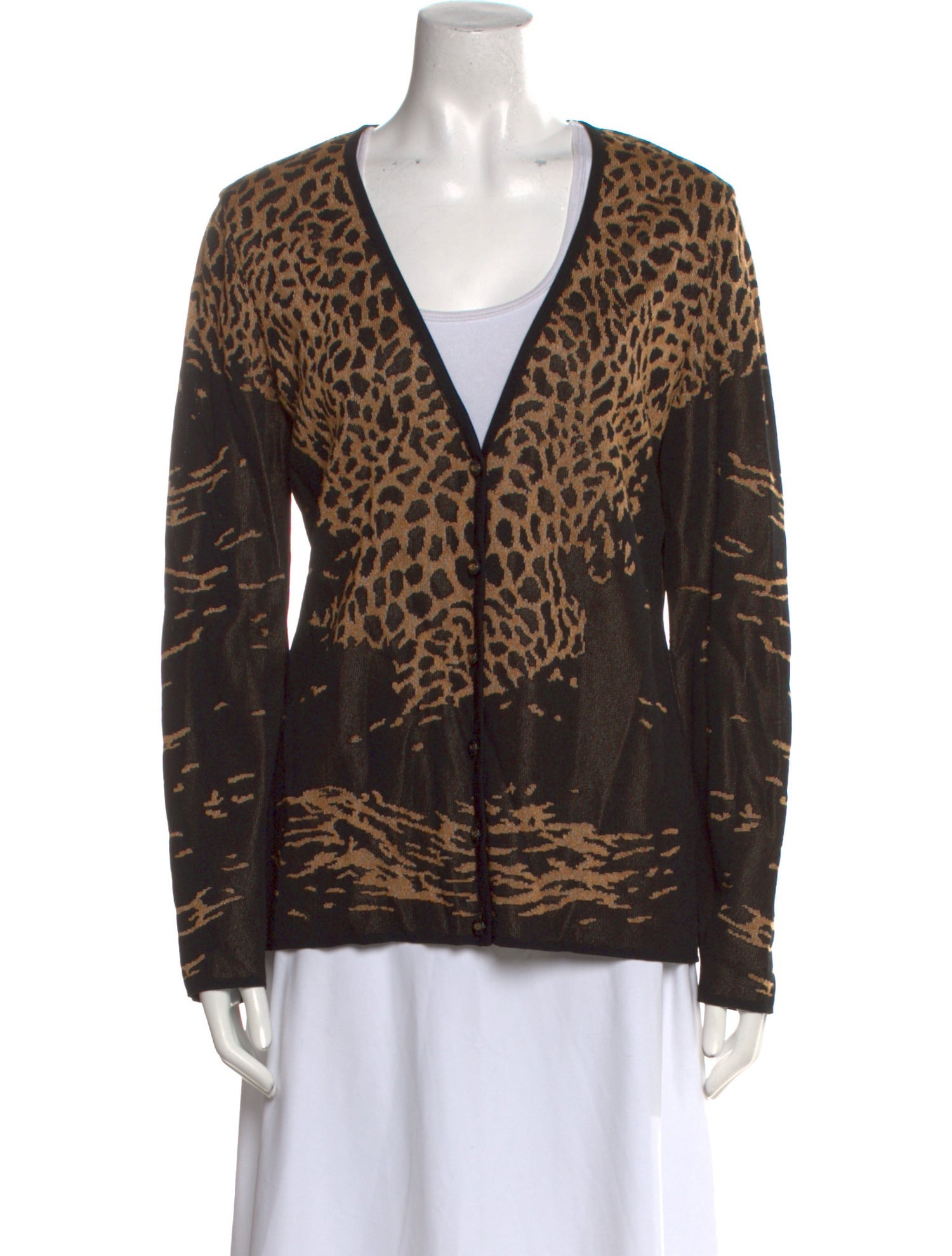 Escada Animal Print V-Neck Sweater