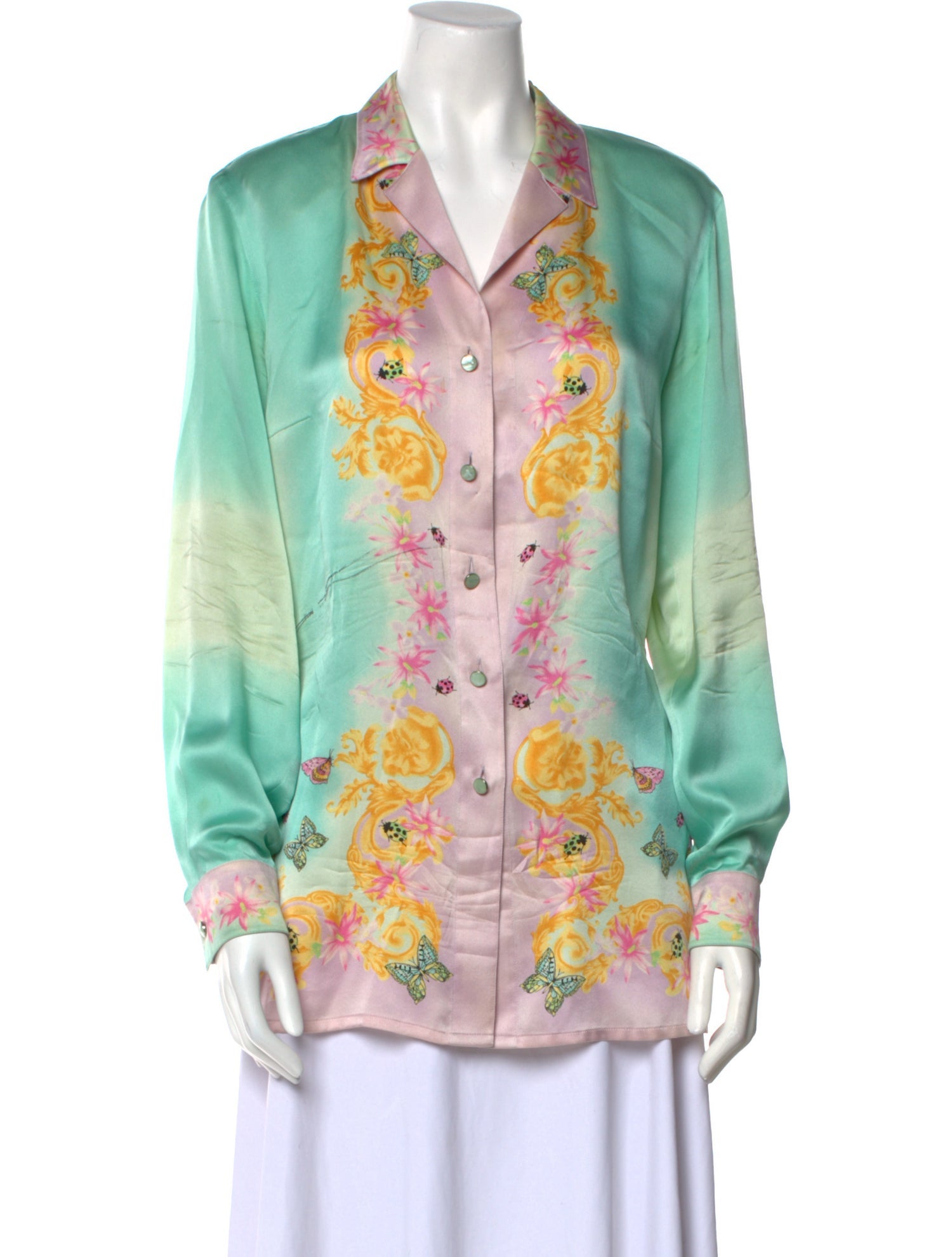 Escada Silk Printed Button-Up Top