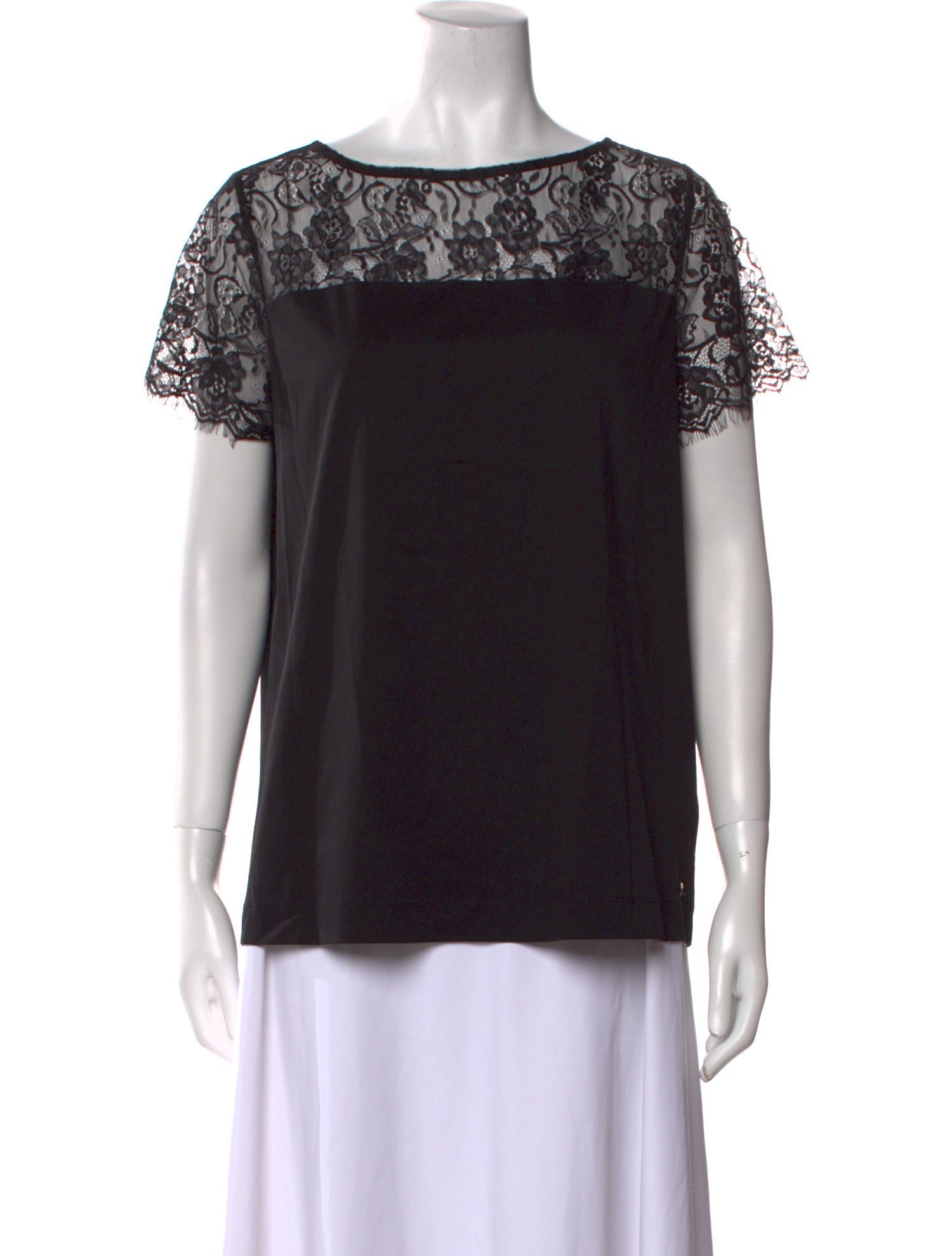 Escada Bateau Neckline Short Sleeve Blouse