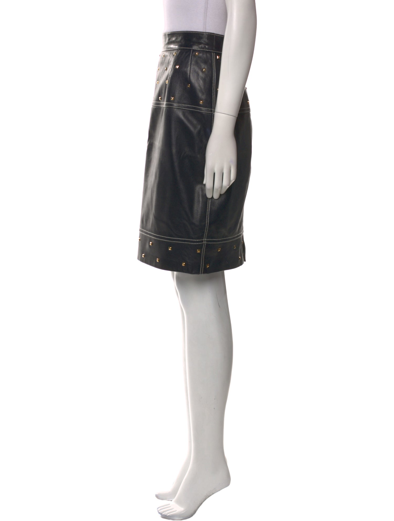 Escada Leather Knee-Length Skirt