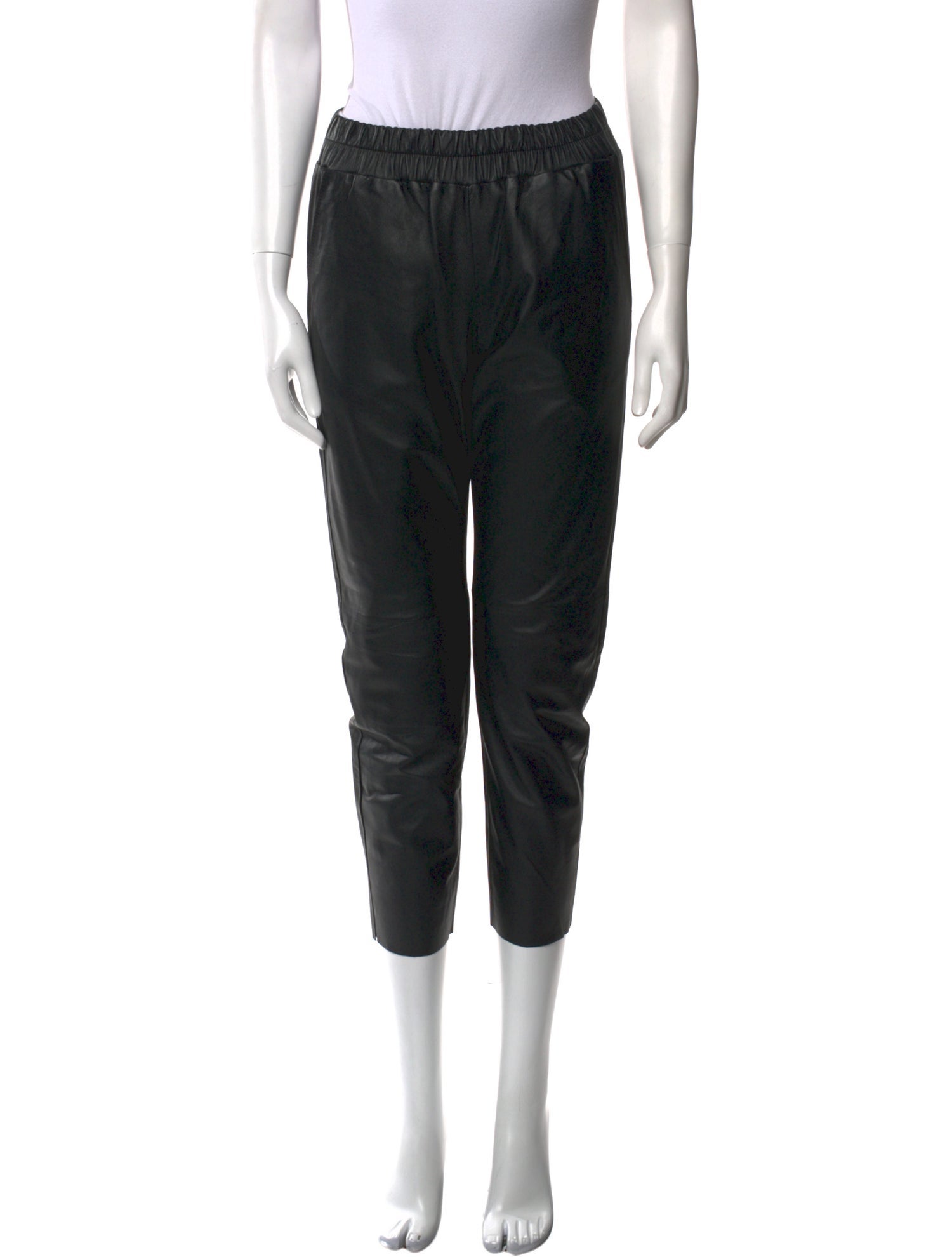 Escada Leather Straight Leg Pants