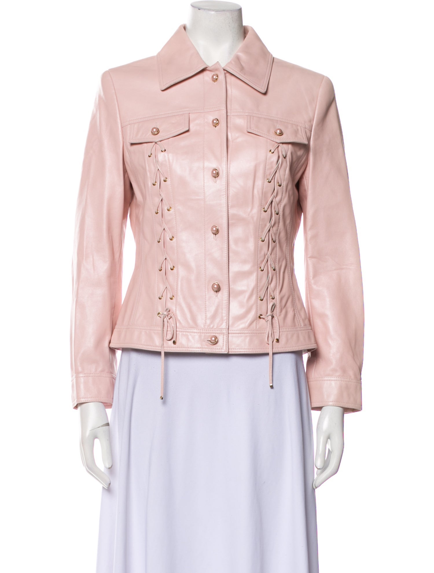 Escada Lamb Leather Denim Jacket