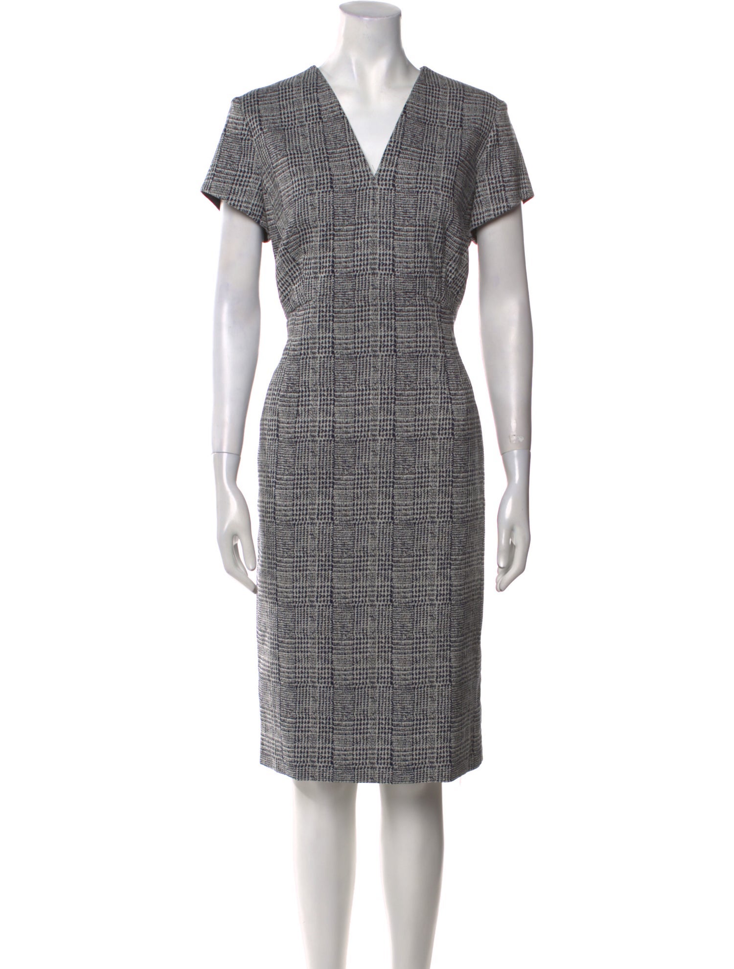 Escada Plaid Print Midi Length Dress