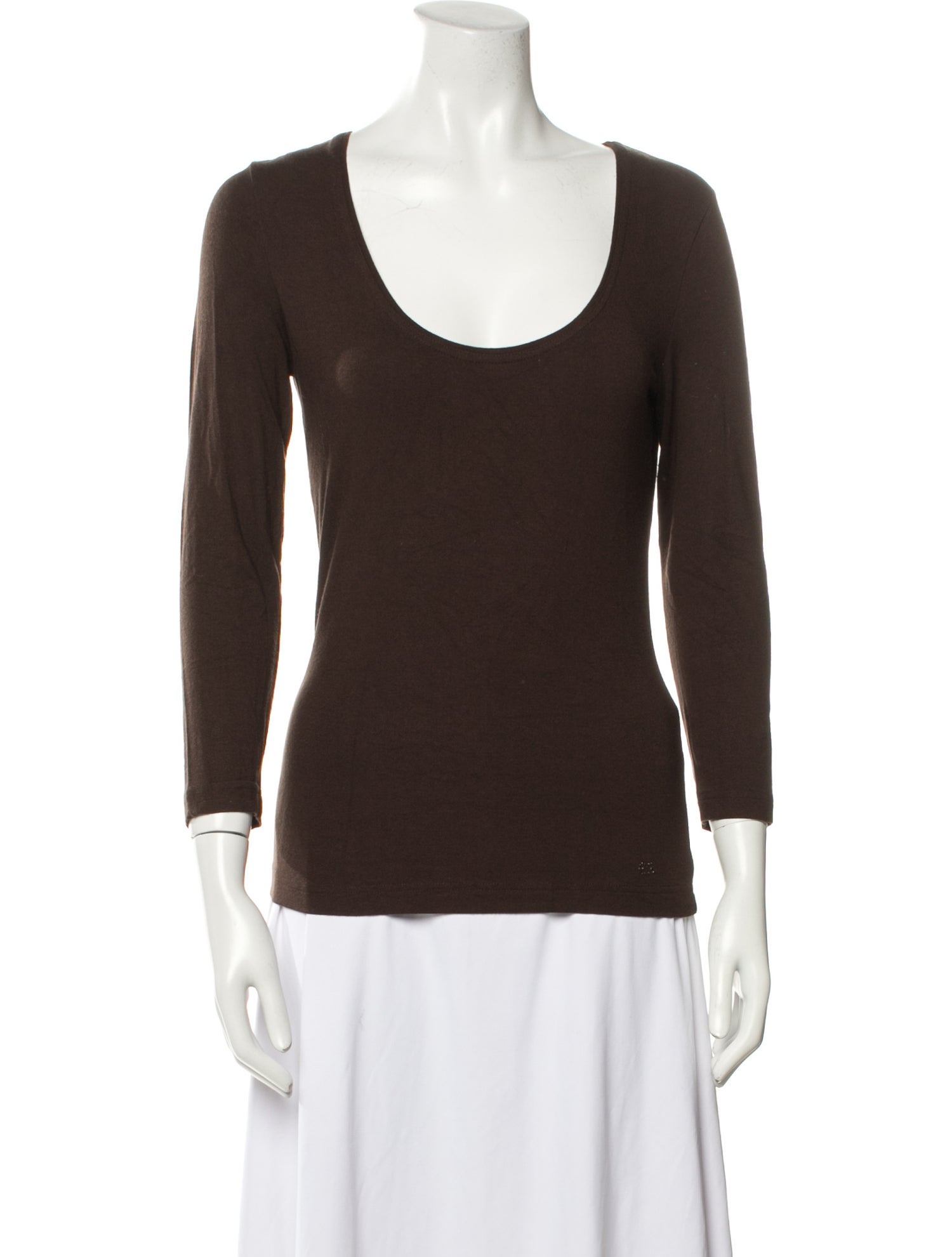 Escada Scoop Neck Three-Quarter Sleeve Top