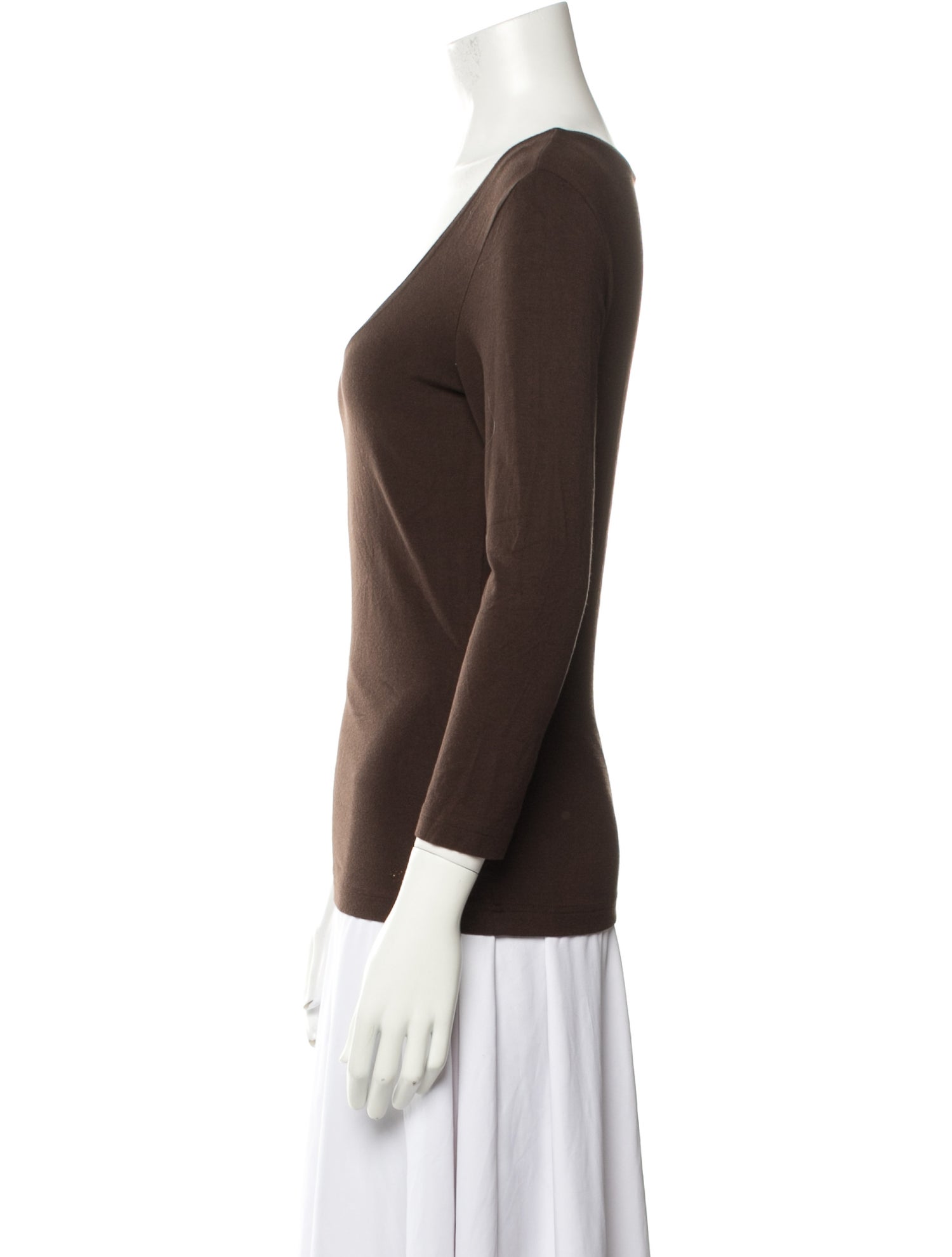 Escada Scoop Neck Three-Quarter Sleeve Top