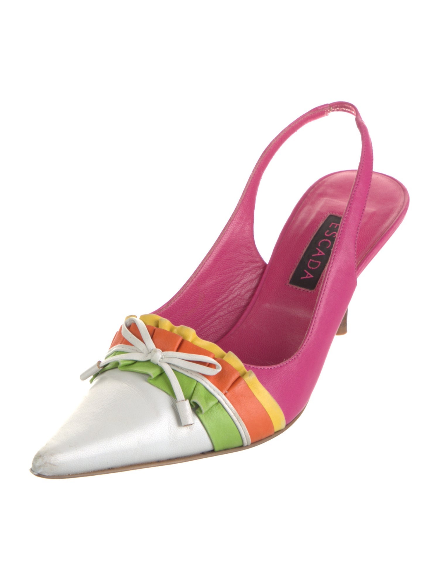 Escada Leather Striped Slingback Pumps