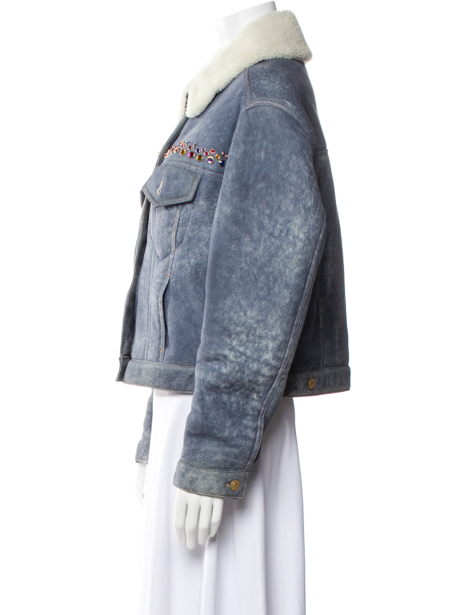 Escada Lamb Leather Denim Jacket