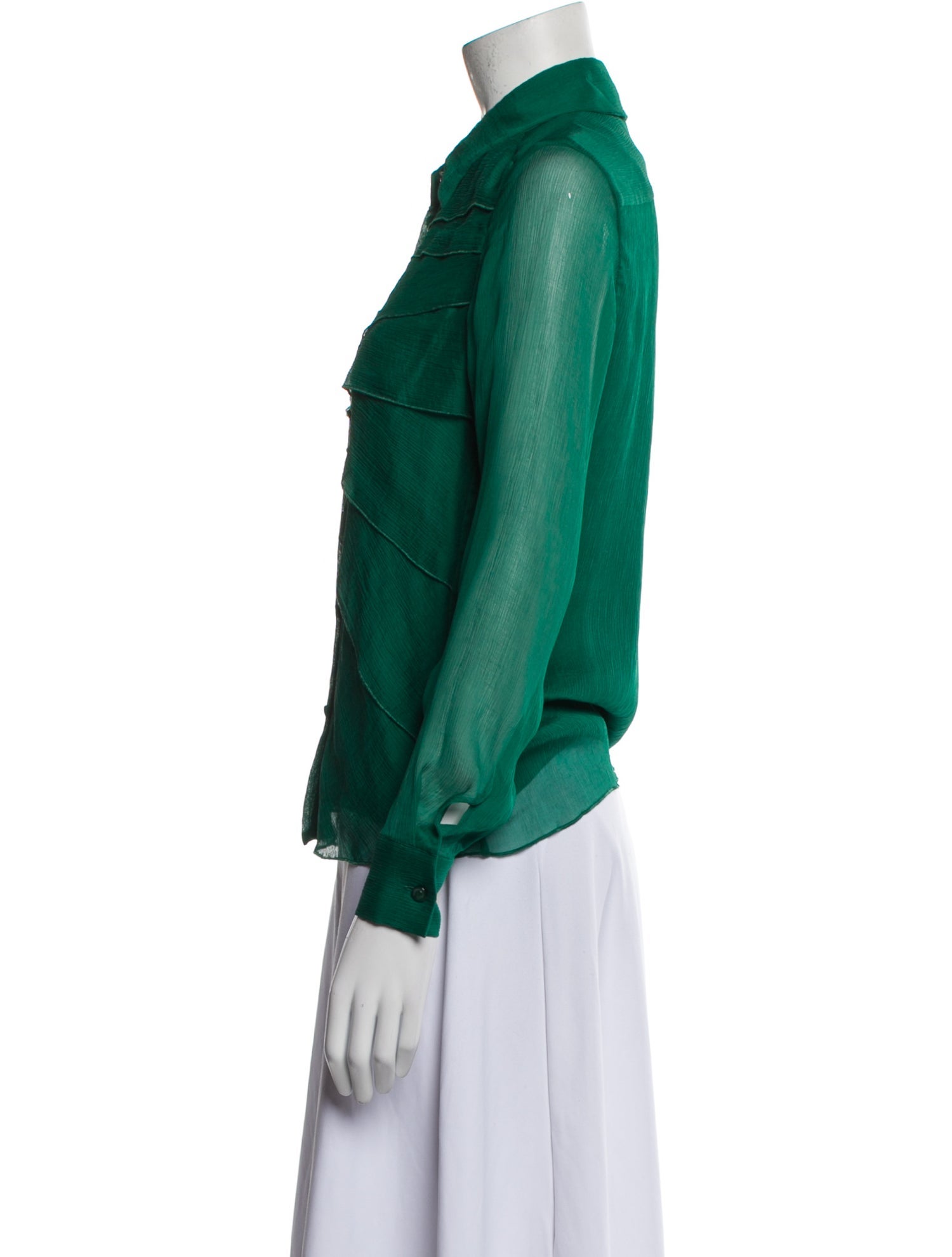 Escada Silk Long Sleeve Button-Up Top