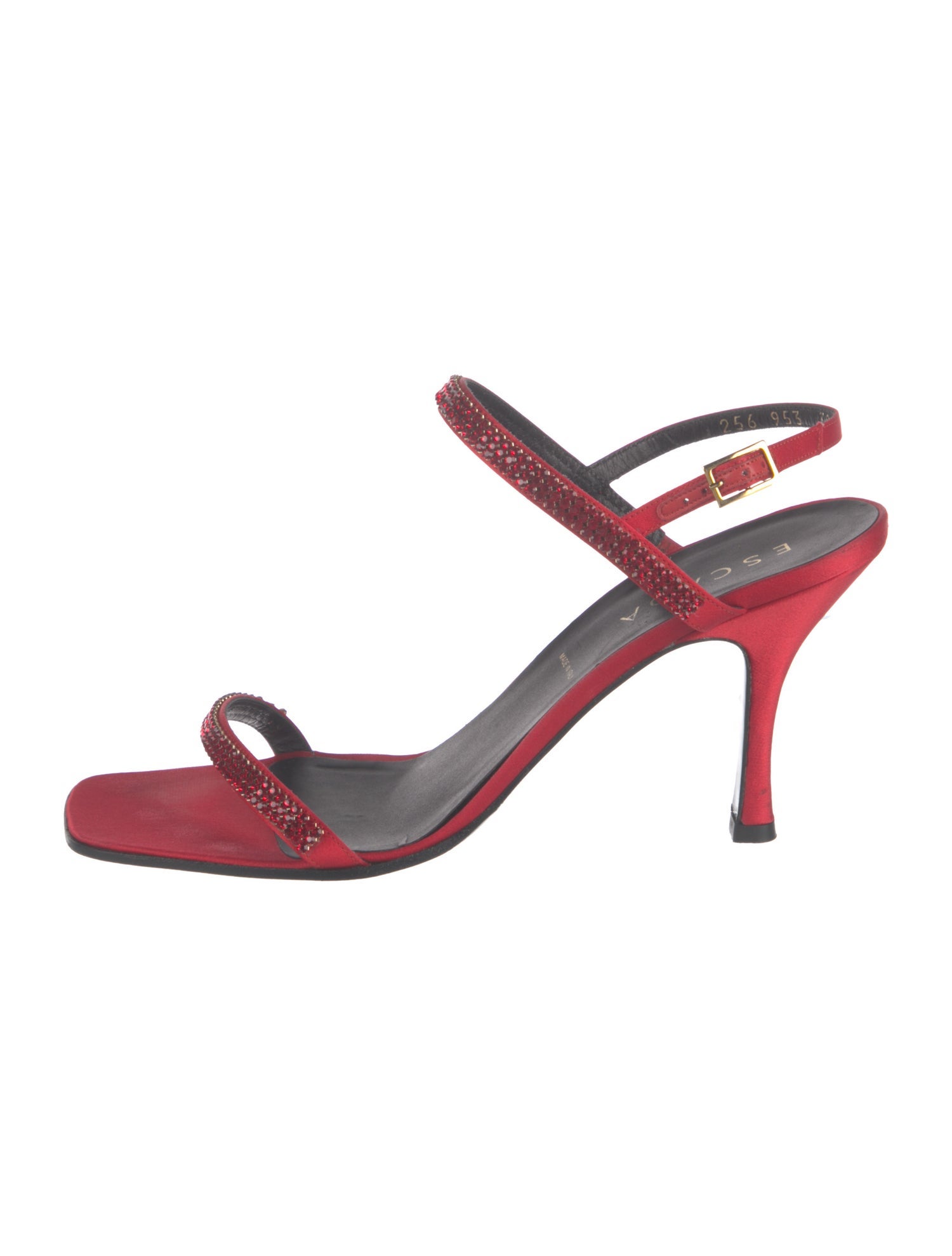 Escada Satin Crystal Embellishments Slingback Sandals