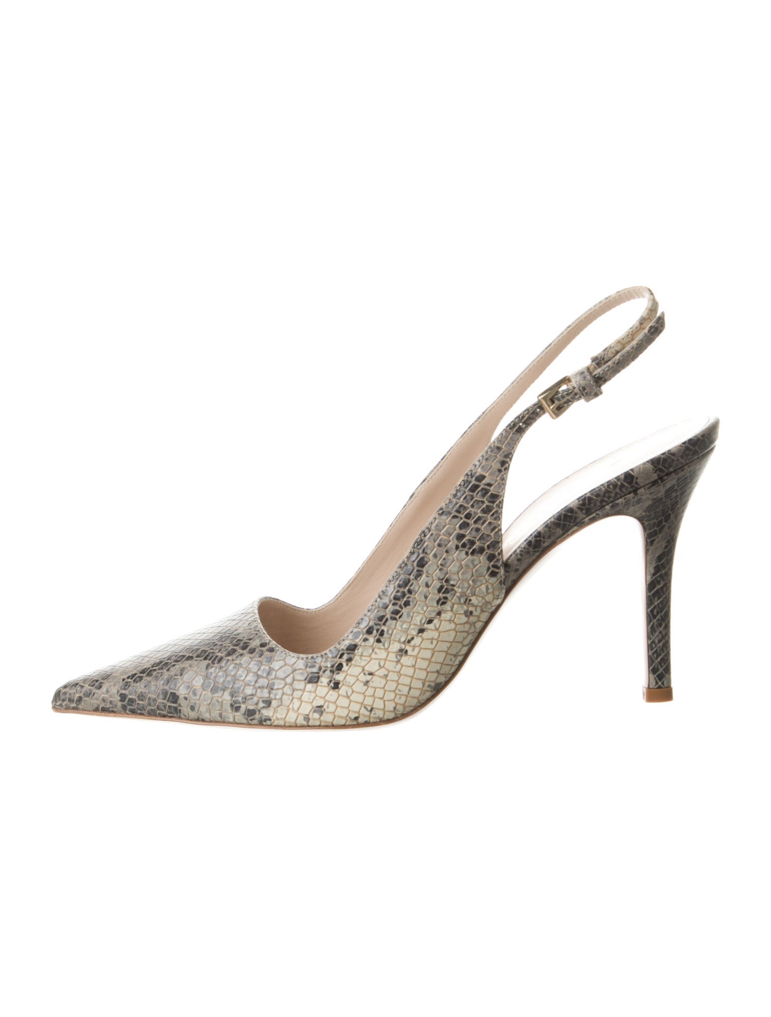 Escada Embossed Leather Animal Print Slingback Pumps