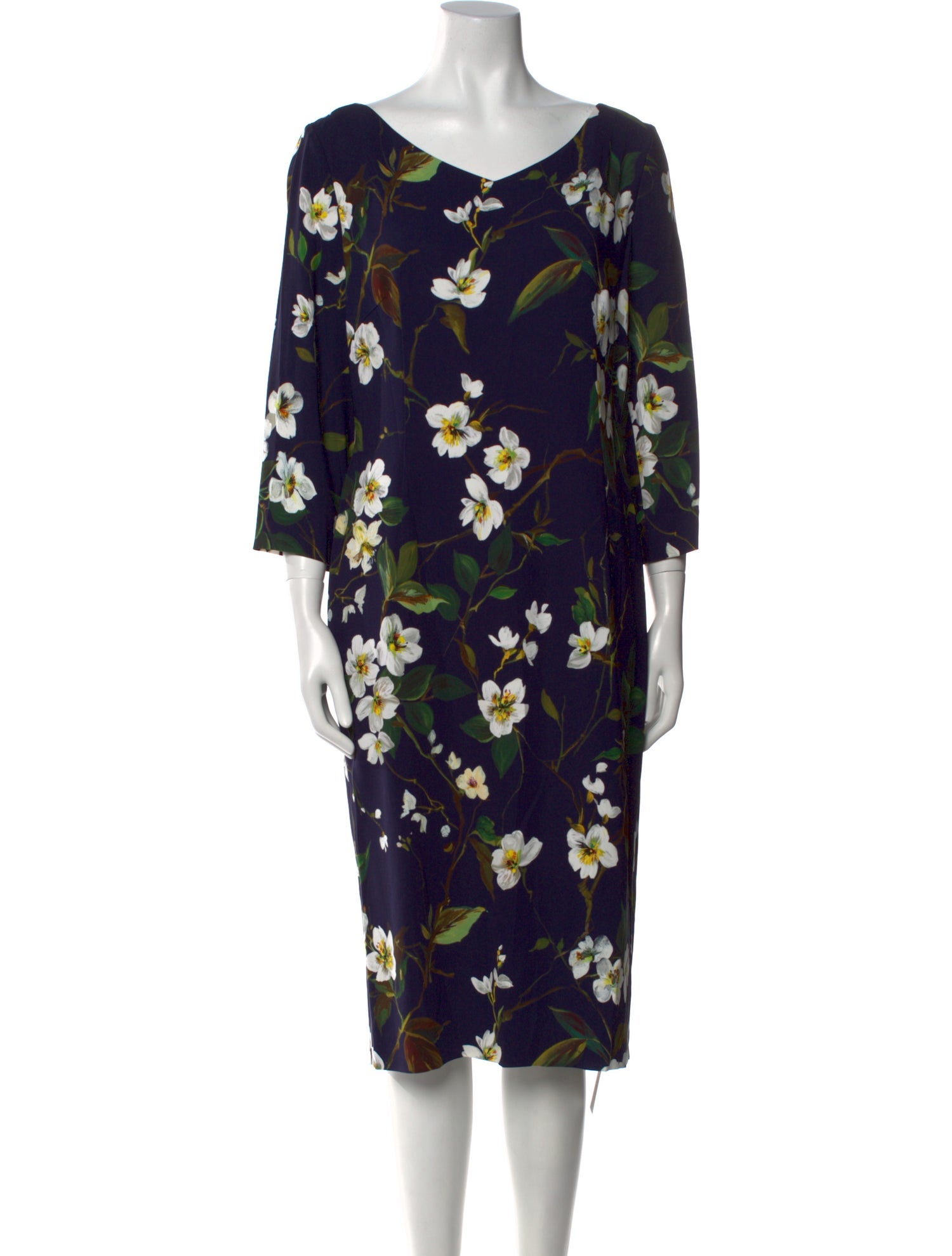 Escada Floral Print Midi Length Dress