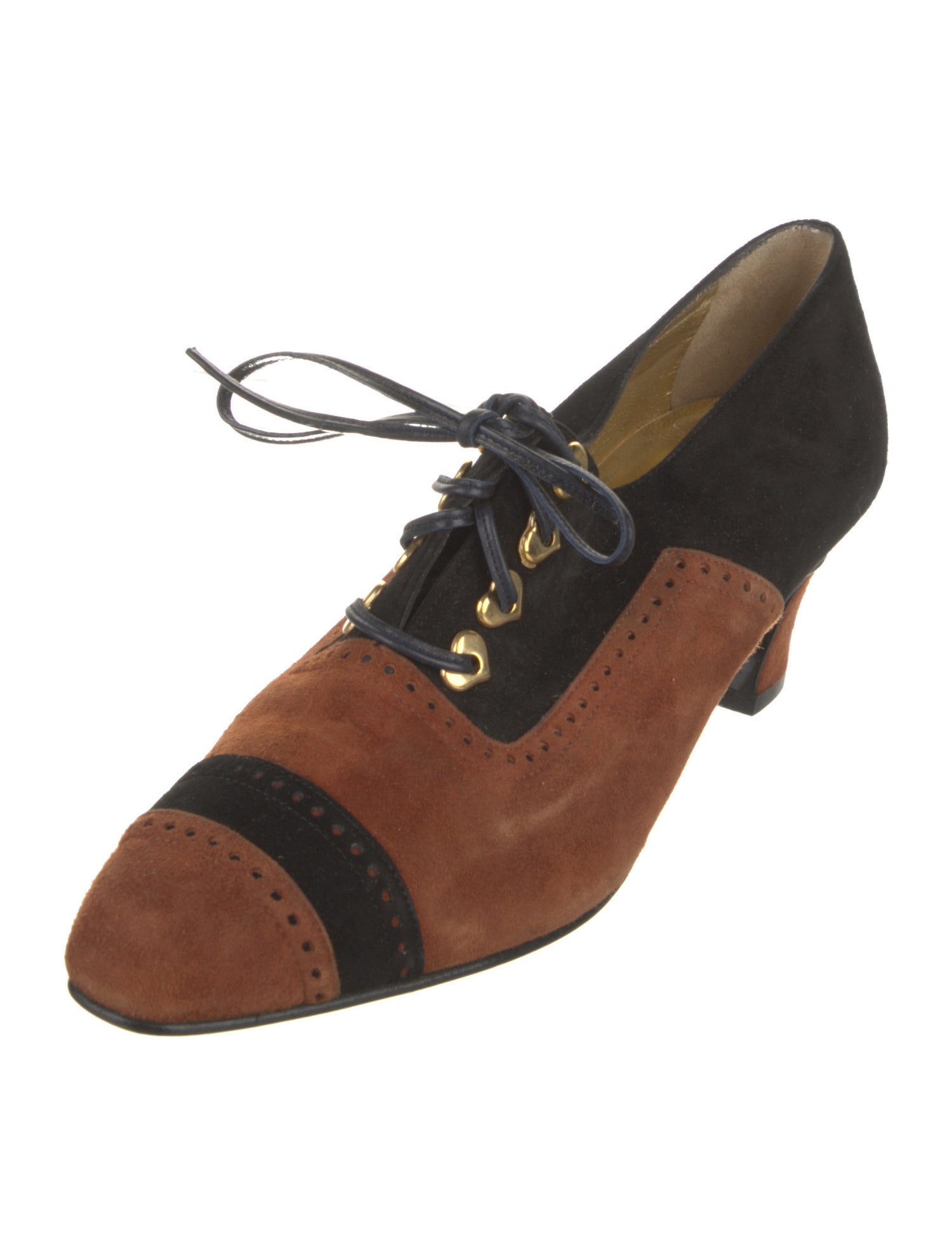 Escada Suede Floral Print Pumps