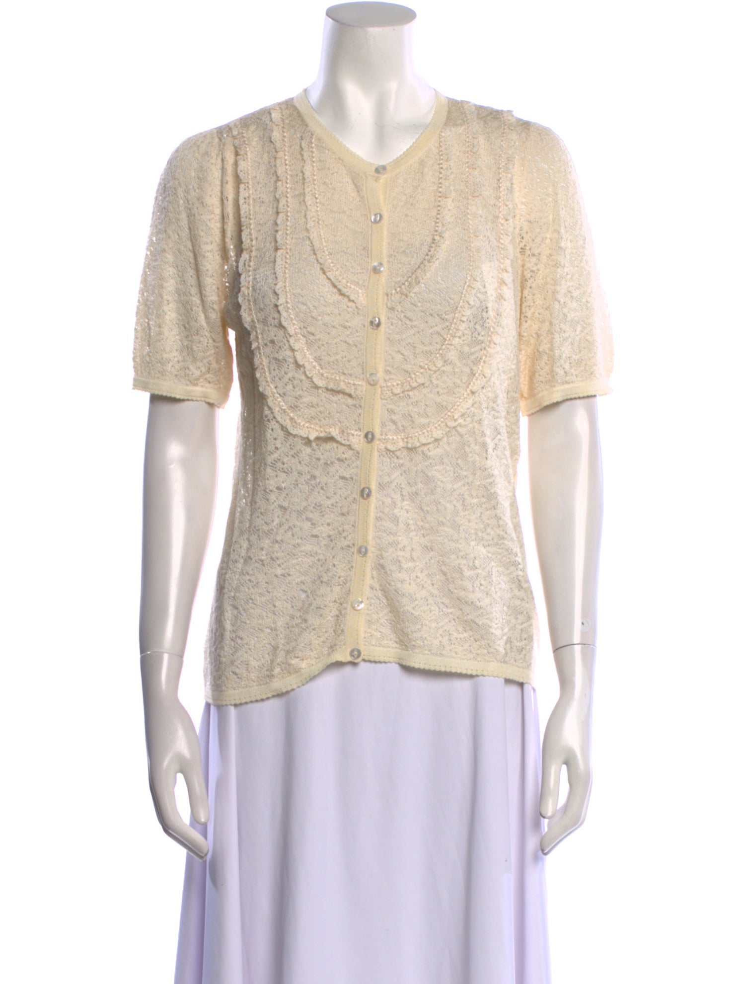 Escada V-Neck Short Sleeve Blouse