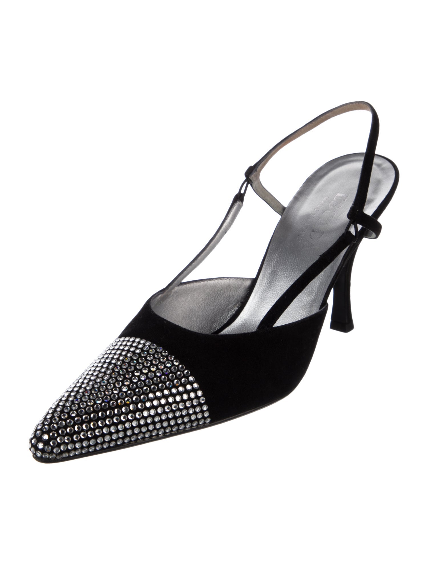Escada Suede Crystal Embellishments Slingback Pumps
