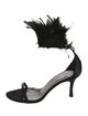 Escada Satin Feather Trim Sandals
