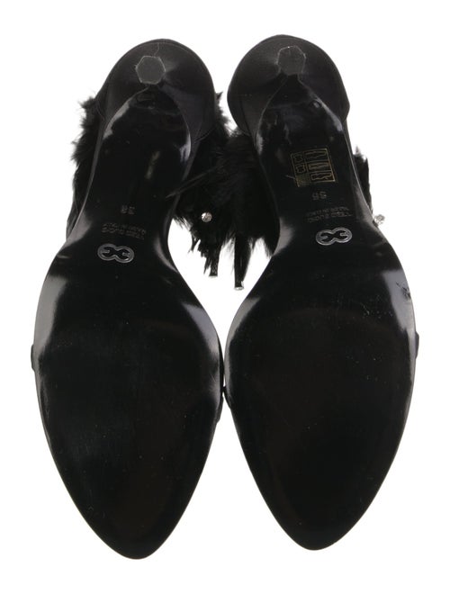 Escada Satin Feather Trim Sandals