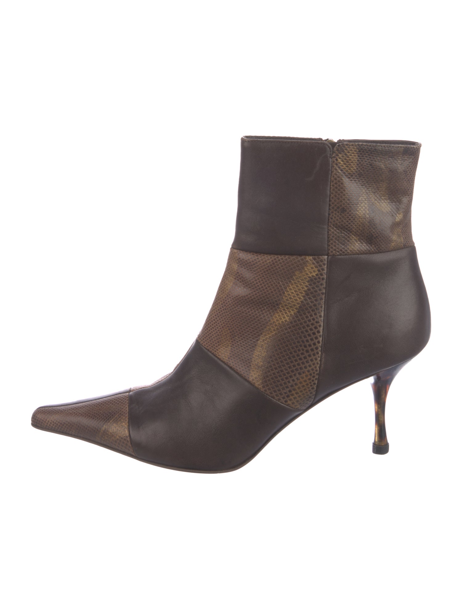 Escada Leather Animal Print Boots