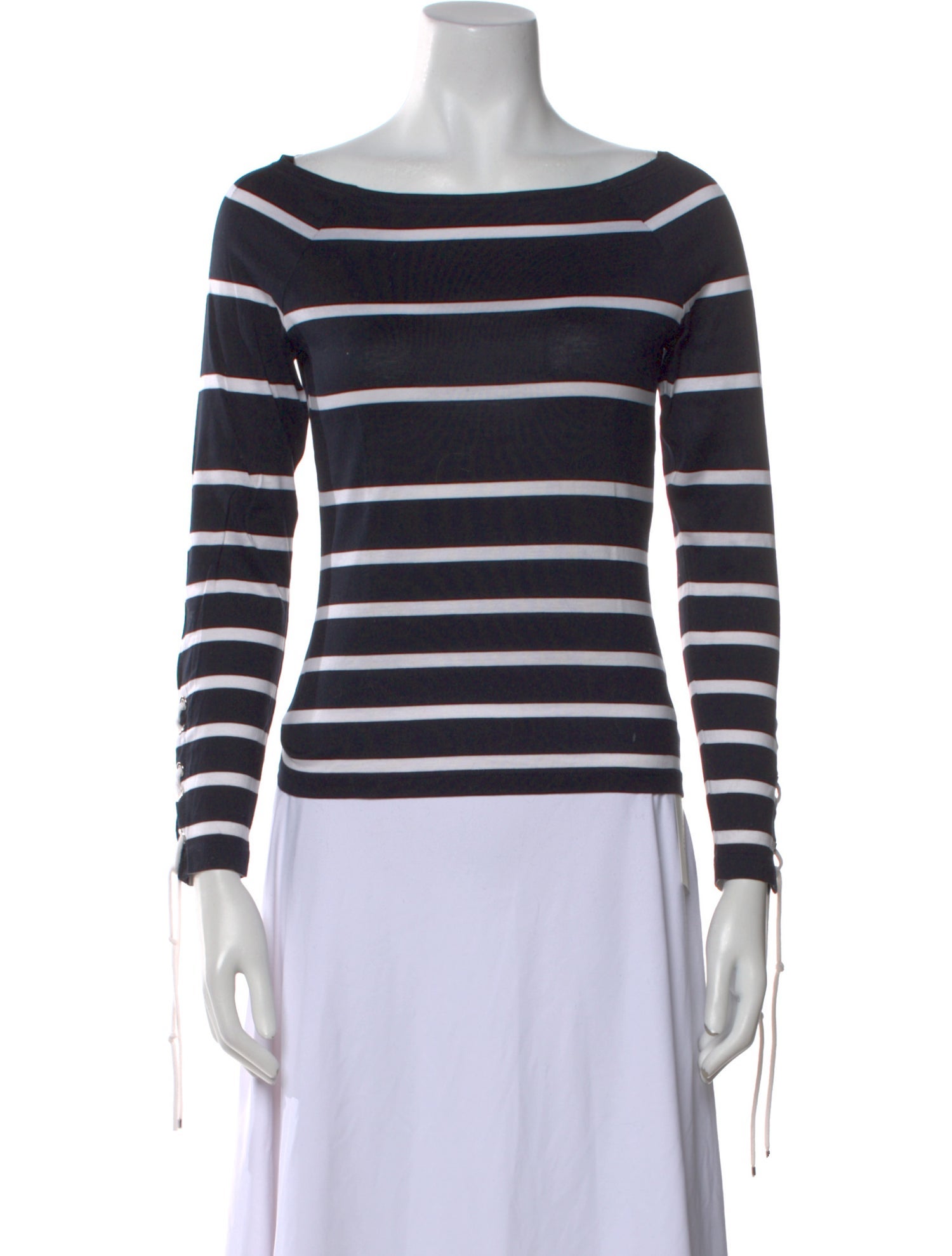 Escada Striped Bateau Neckline Top