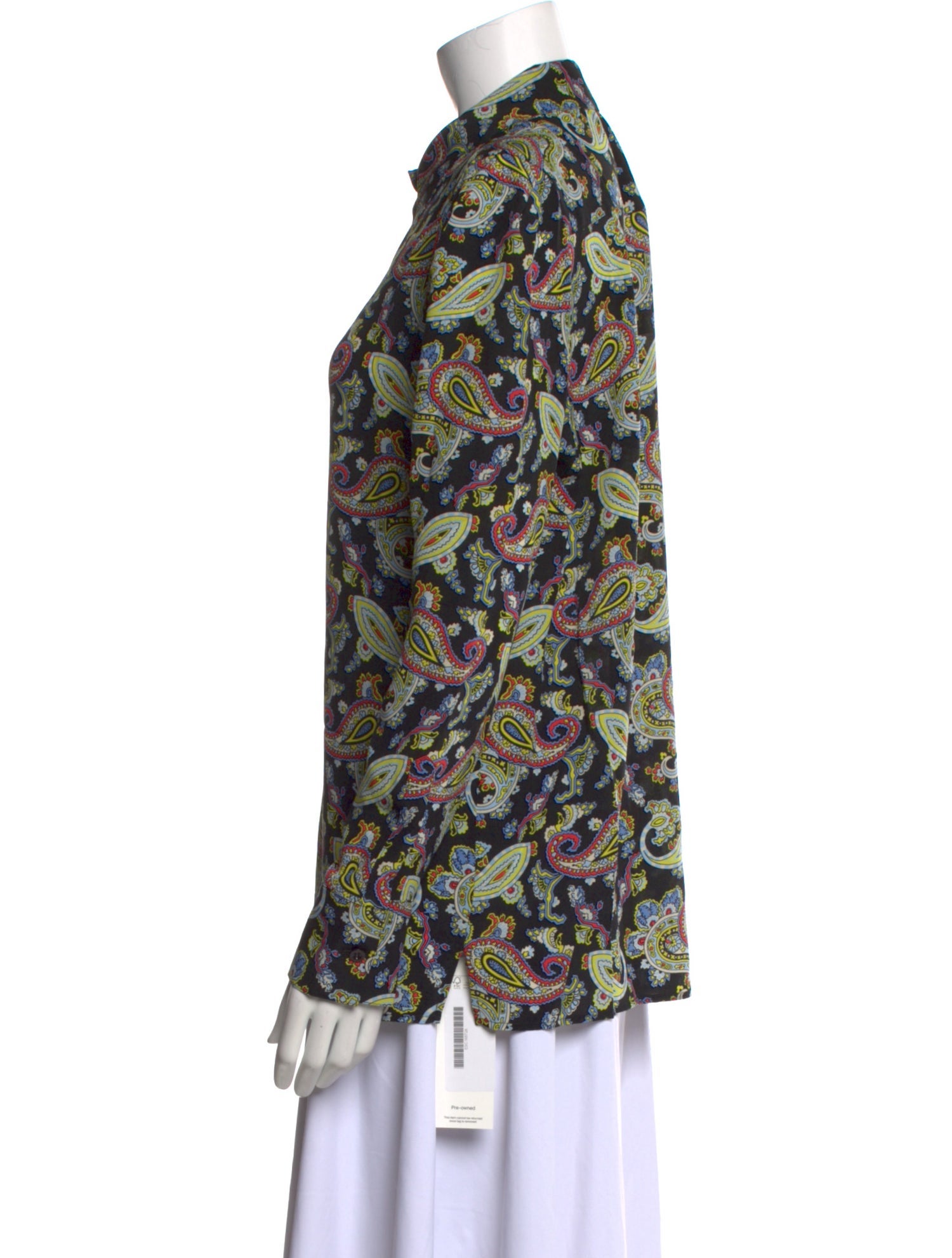 Escada Silk Paisley Print Button-Up Top