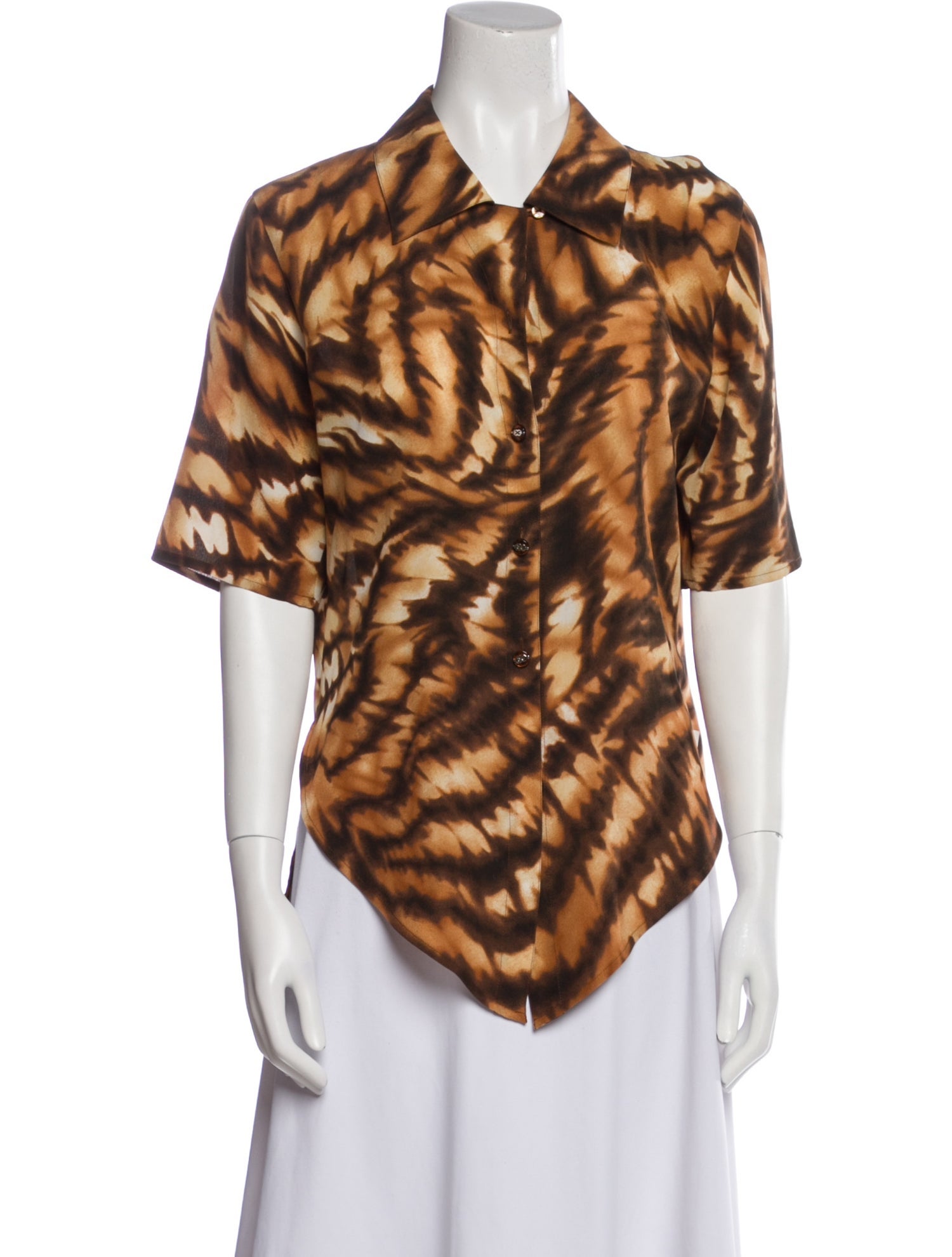 Escada Silk Printed Button-Up Top