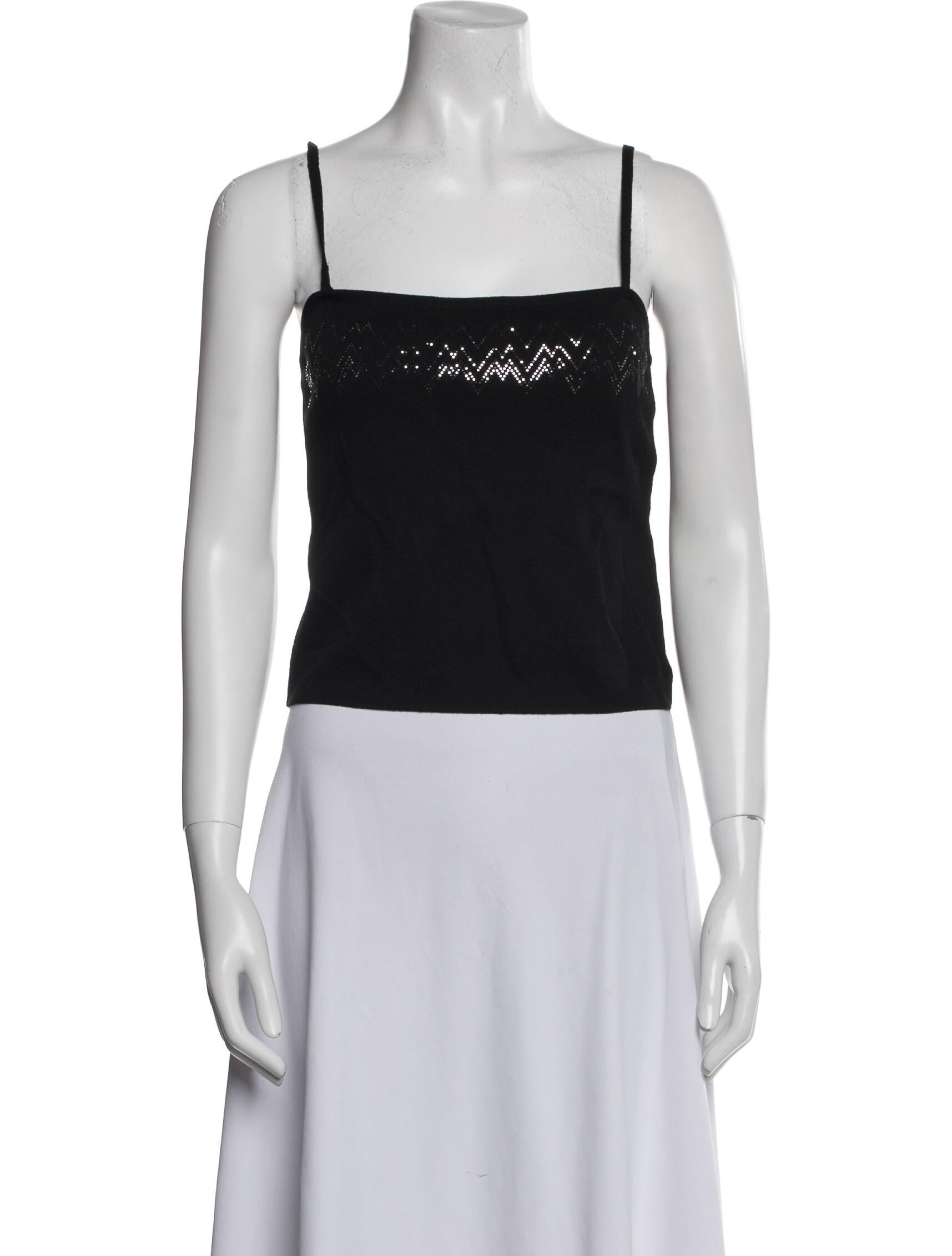 Escada Square Neckline Sleeveless Crop Top