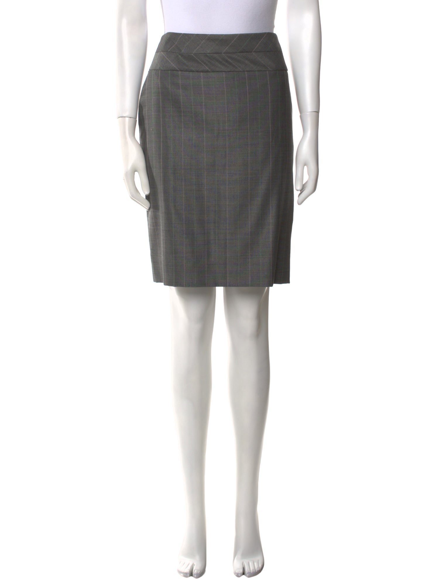 Escada Plaid Print Knee-Length Skirt