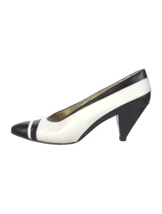 Escada Leather Colorblock Pattern Slingback Pumps