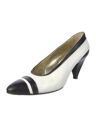 Escada Leather Colorblock Pattern Slingback Pumps