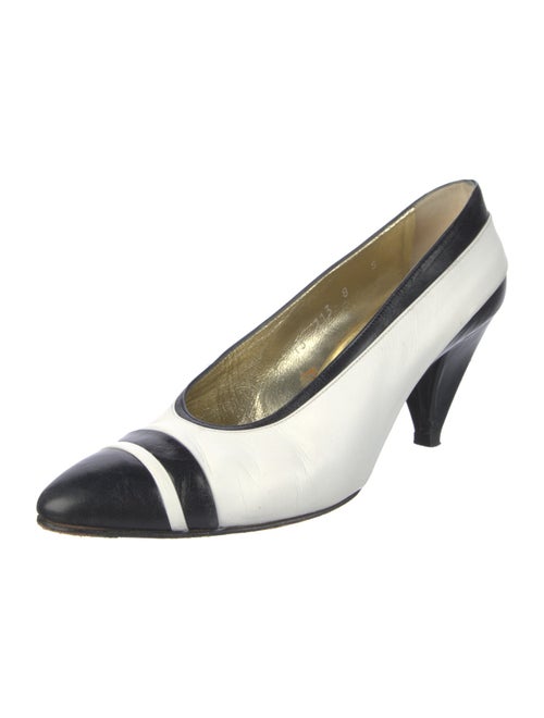 Escada Leather Colorblock Pattern Slingback Pumps