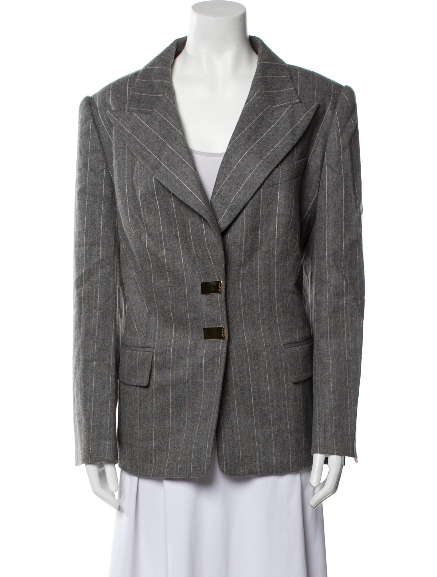 Escada Virgin Wool Plaid Print Blazer
