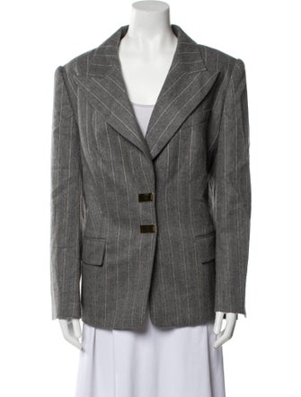 Escada Virgin Wool Plaid Print Blazer