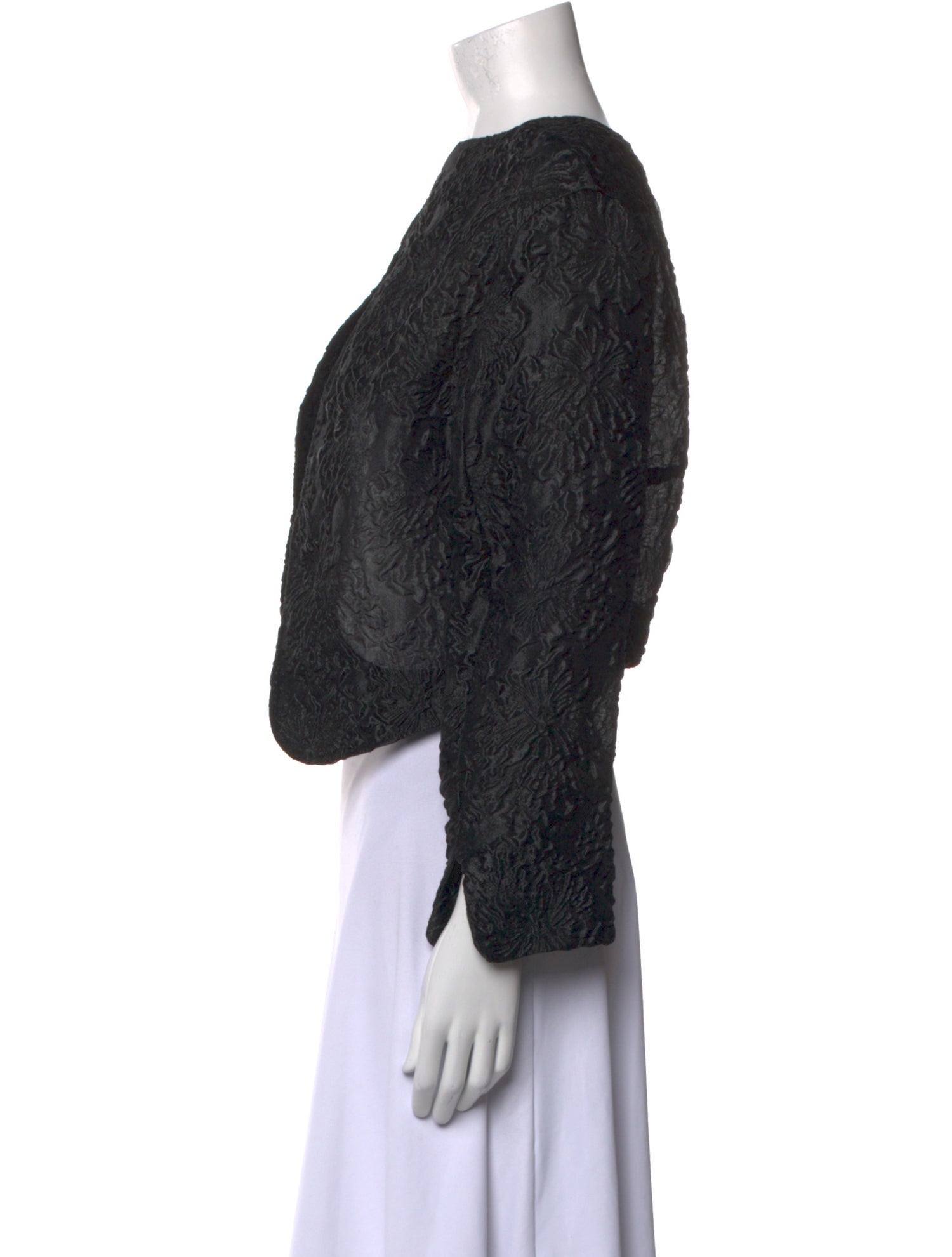 Escada Patterned Crew Neck Crop Top