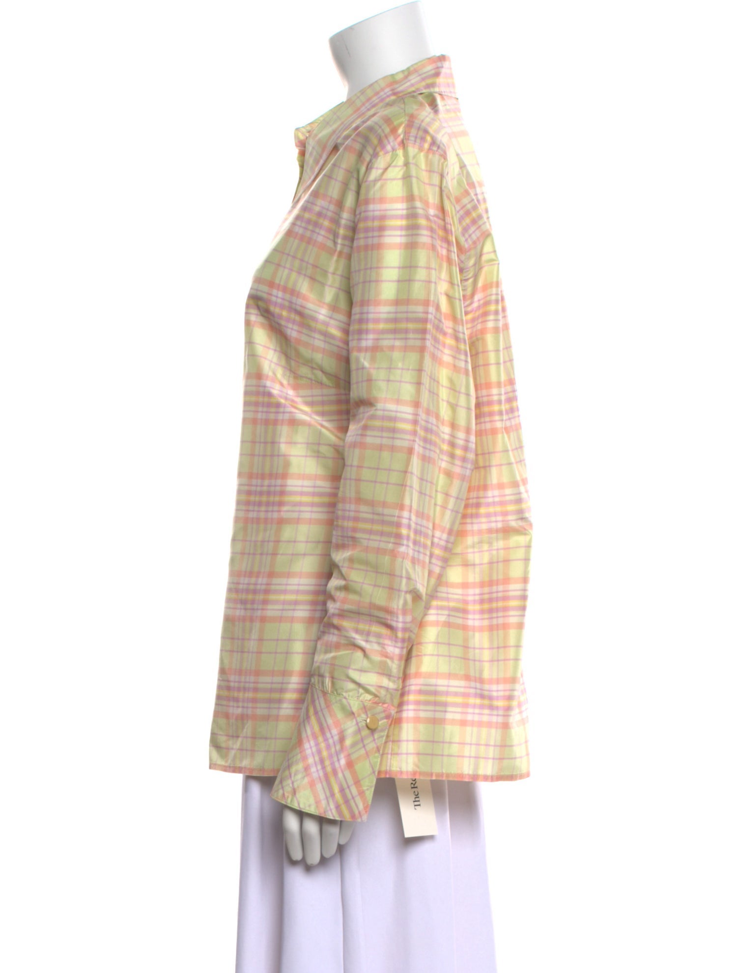 Escada Silk Plaid Print Button-Up Top