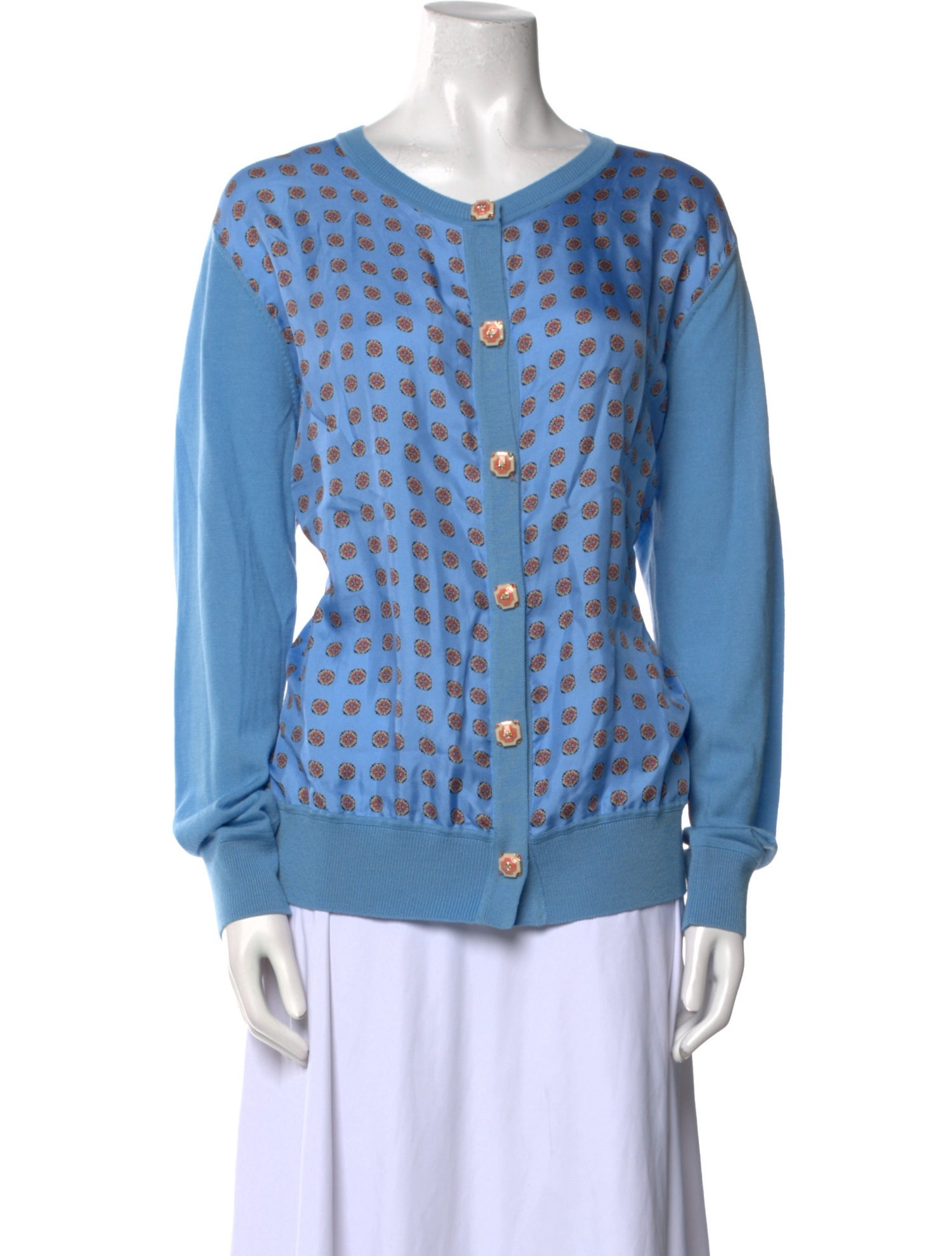 Escada Silk Polka Dot Print Sweater