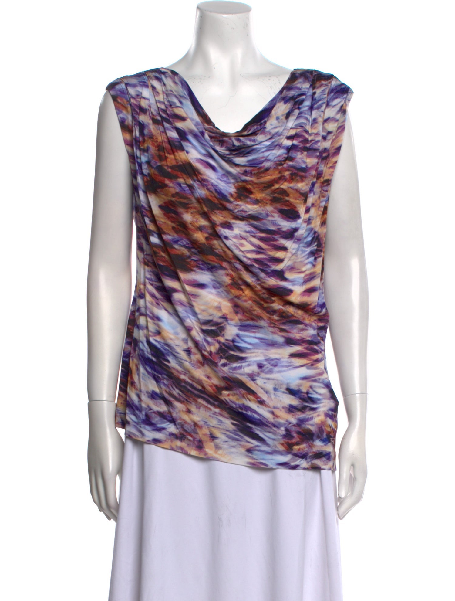 Escada Printed Cowl Neck Tank Top