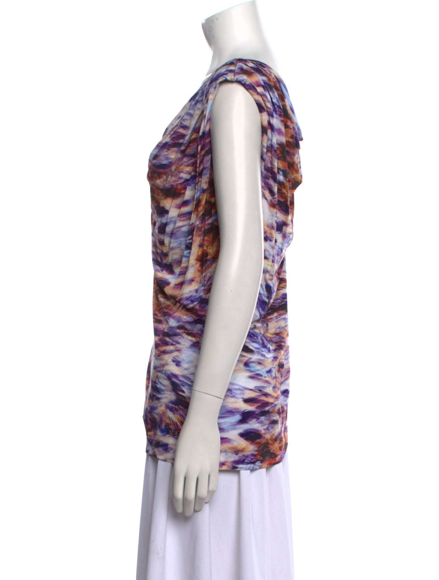 Escada Printed Cowl Neck Tank Top
