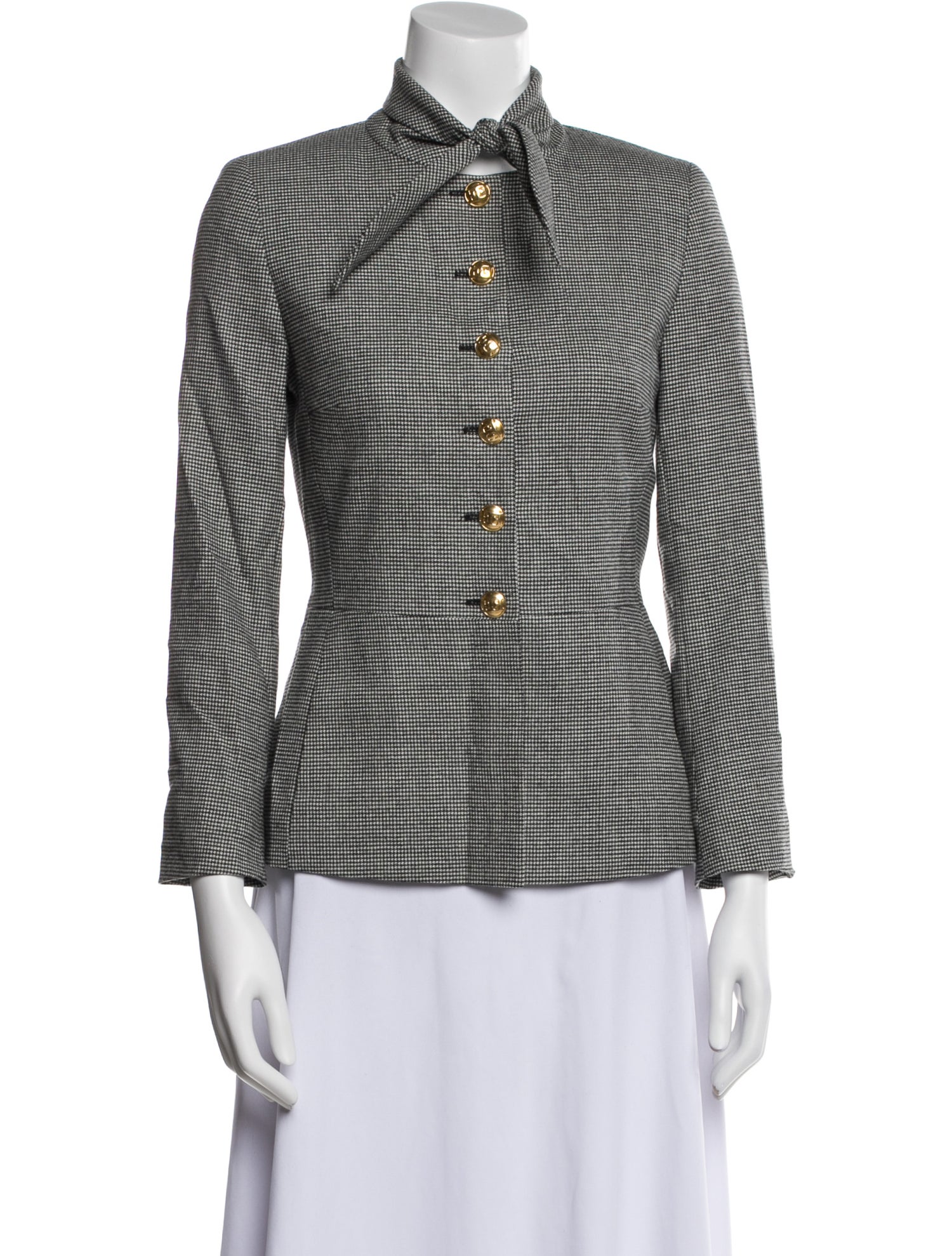 Escada Virgin Wool Plaid Print Blazer