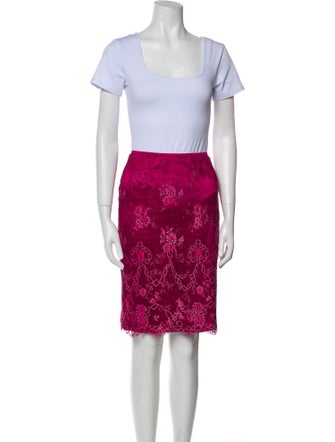 Escada Floral Print Fur Trim Skirt Set