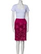 Escada Floral Print Fur Trim Skirt Set