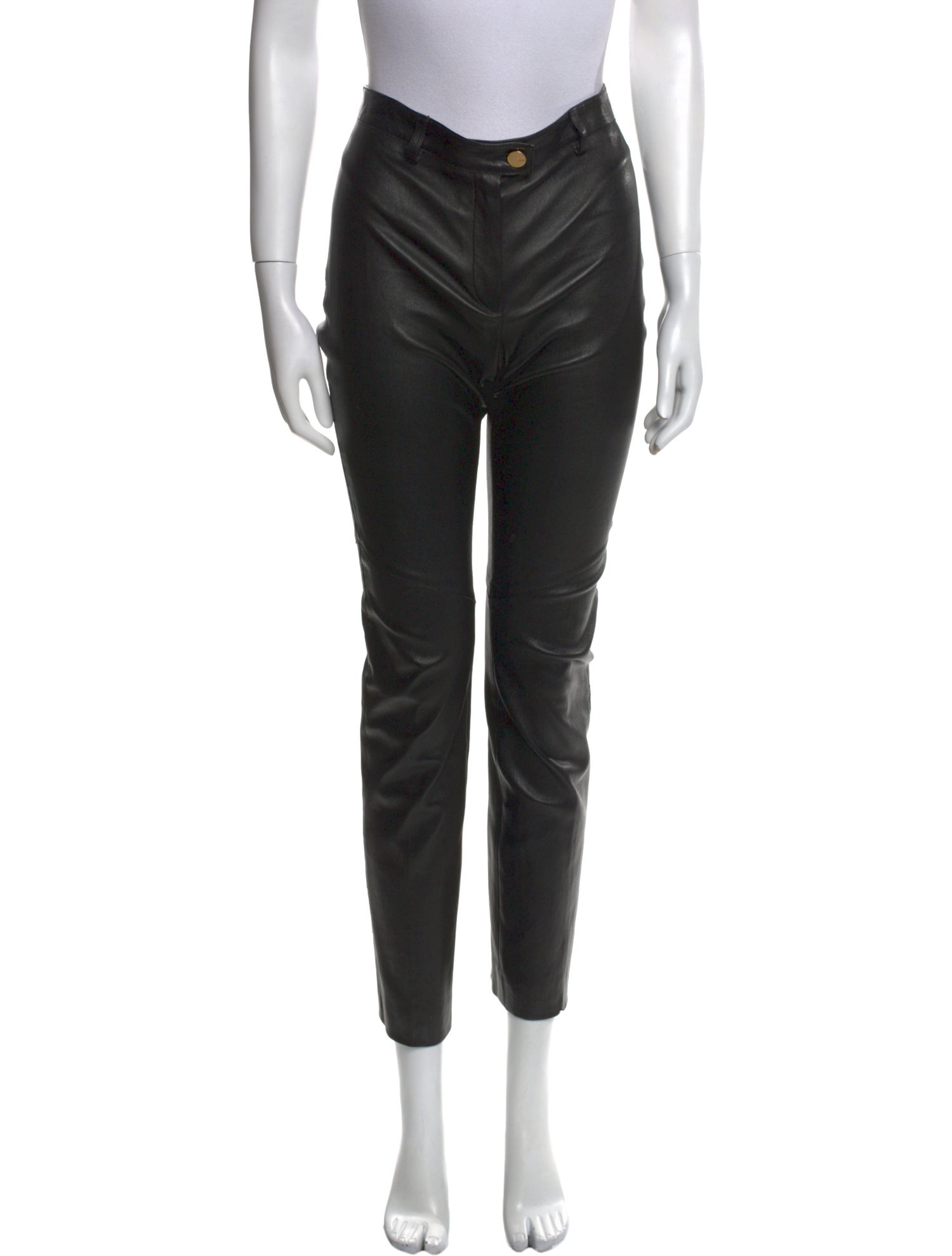Escada Lamb Leather Straight Leg Pants