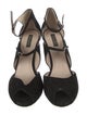 Escada Suede Leather Trim Embellishment Sandals