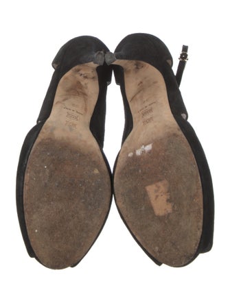 Escada Suede Leather Trim Embellishment Sandals