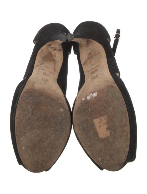 Escada Suede Leather Trim Embellishment Sandals