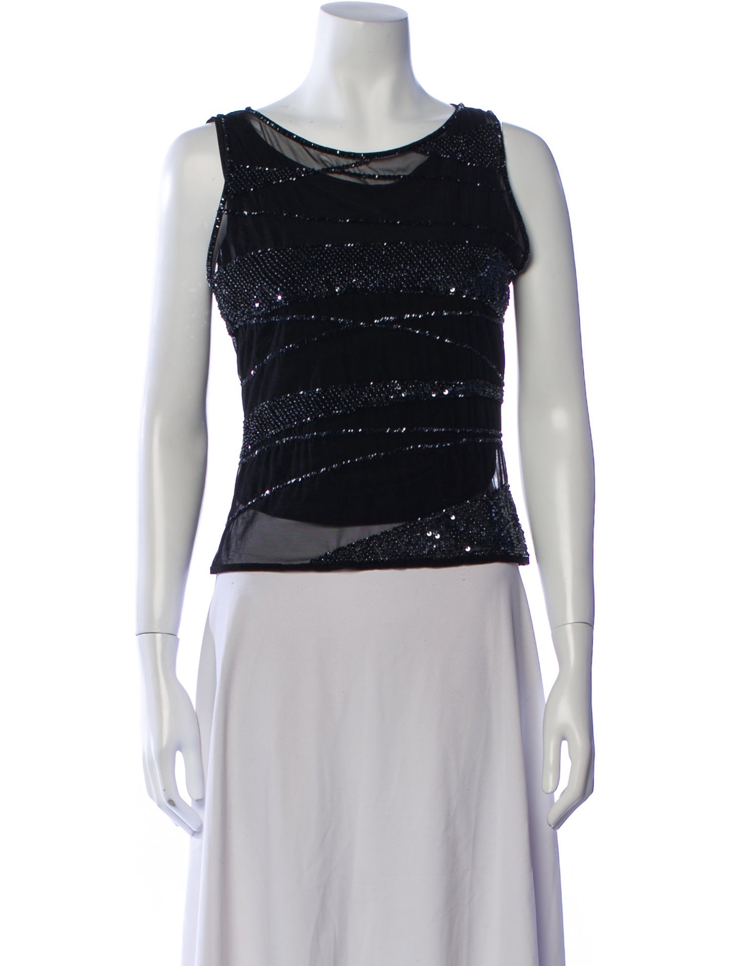 Escada Bateau Neckline Sleeveless Crop Top