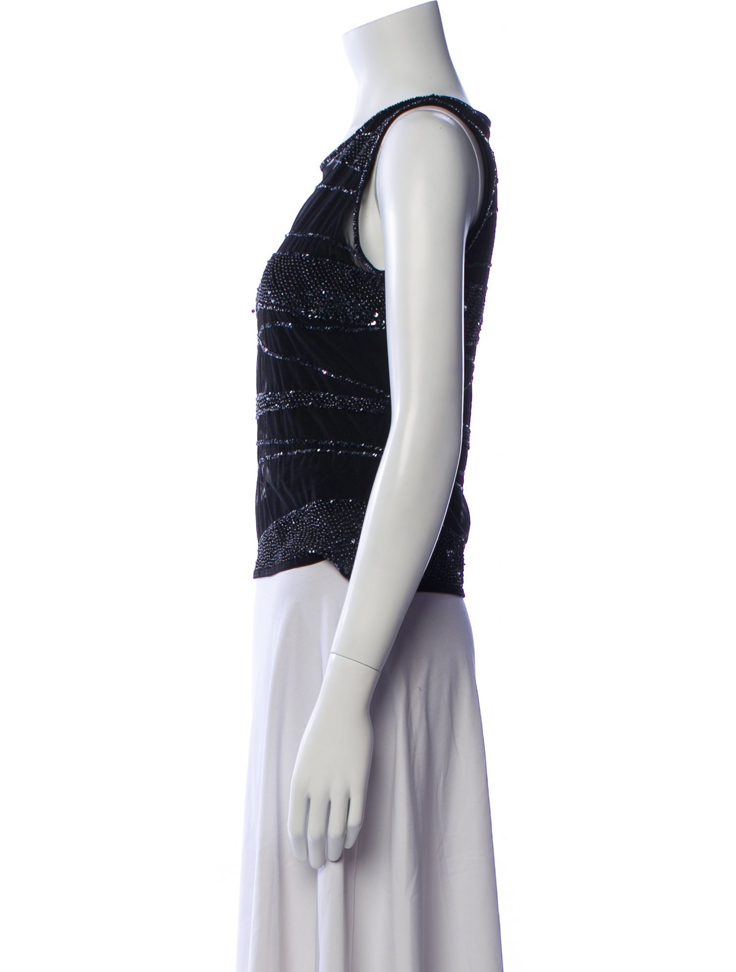 Escada Bateau Neckline Sleeveless Crop Top